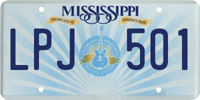 MS license plate LPJ501