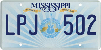 MS license plate LPJ502