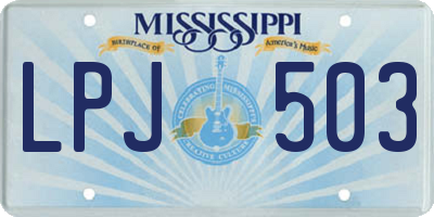 MS license plate LPJ503