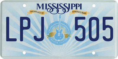 MS license plate LPJ505