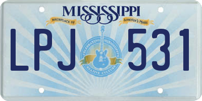 MS license plate LPJ531
