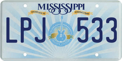 MS license plate LPJ533