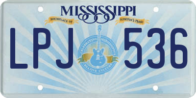 MS license plate LPJ536