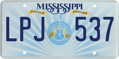 MS license plate LPJ537