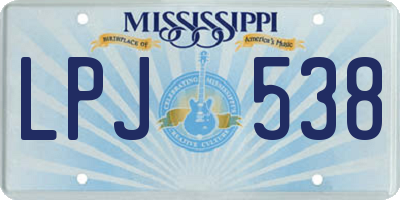 MS license plate LPJ538