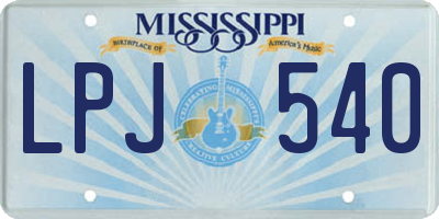 MS license plate LPJ540