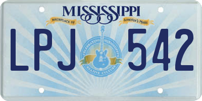 MS license plate LPJ542