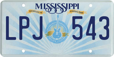 MS license plate LPJ543