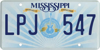MS license plate LPJ547