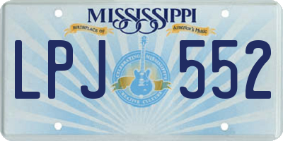 MS license plate LPJ552