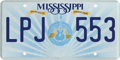 MS license plate LPJ553