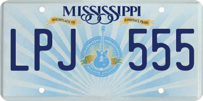 MS license plate LPJ555