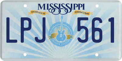 MS license plate LPJ561
