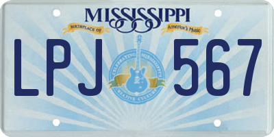 MS license plate LPJ567