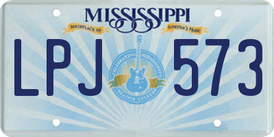 MS license plate LPJ573