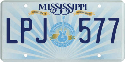 MS license plate LPJ577