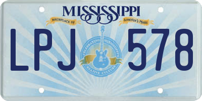MS license plate LPJ578