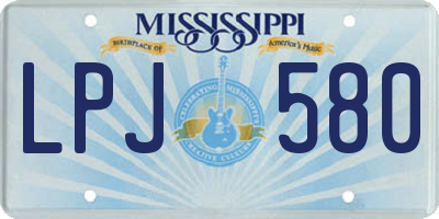 MS license plate LPJ580