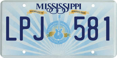 MS license plate LPJ581