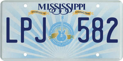 MS license plate LPJ582