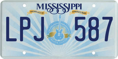 MS license plate LPJ587
