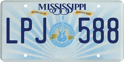 MS license plate LPJ588