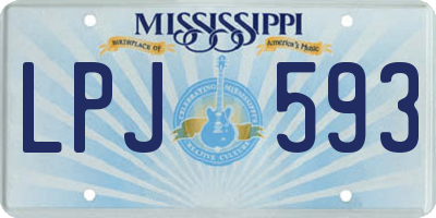 MS license plate LPJ593