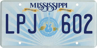 MS license plate LPJ602