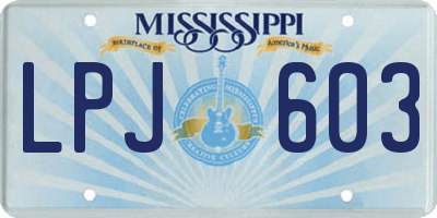 MS license plate LPJ603