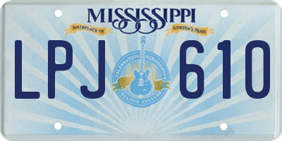 MS license plate LPJ610