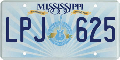 MS license plate LPJ625