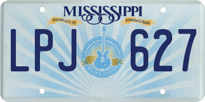MS license plate LPJ627