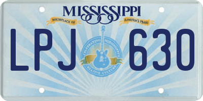 MS license plate LPJ630