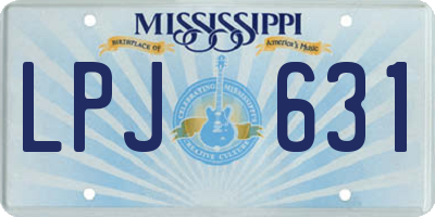 MS license plate LPJ631