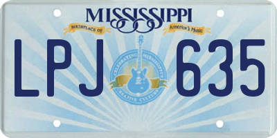MS license plate LPJ635