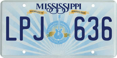 MS license plate LPJ636