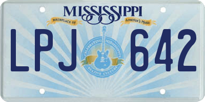 MS license plate LPJ642