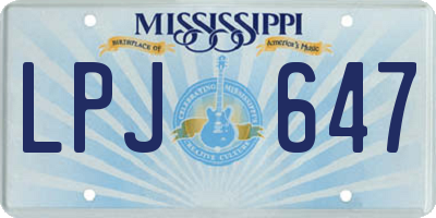 MS license plate LPJ647