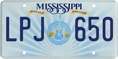 MS license plate LPJ650