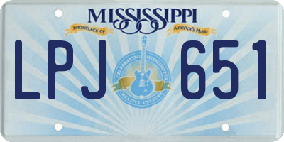 MS license plate LPJ651