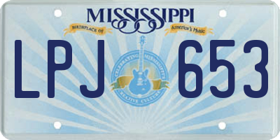 MS license plate LPJ653