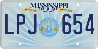 MS license plate LPJ654