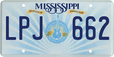 MS license plate LPJ662