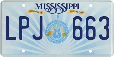 MS license plate LPJ663