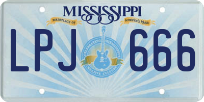MS license plate LPJ666