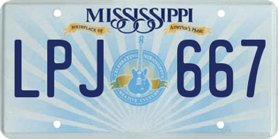 MS license plate LPJ667