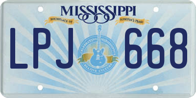 MS license plate LPJ668