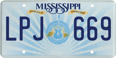 MS license plate LPJ669