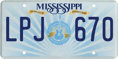 MS license plate LPJ670