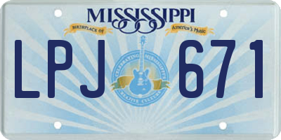 MS license plate LPJ671